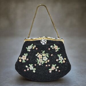 1940s beaded floral purse, Birks, made in France